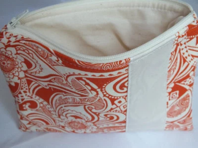 Bolso con Cremallera Flor Naranja - Cosméticos, Maquillaje, Cartera Cambiar, Bolsa, Organizador Foto 1 de 4