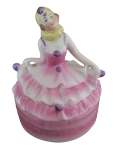boite à poudre porcelaine art-déco colombine - Foto 1 di 4
