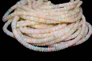 AAA+ Quality 8" Long Natural Ethiopian Opal Gemstone Faceted Tyre Beads 4-7 MM - Picture 1 of 7