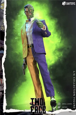 New DAFTOYS F06 1/6 Batman Two Face Cartoon Ver. Action Figure Double Head Cover
