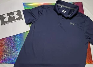 Under Armour Boys Collared Logo Polo Shirt Size Youth Medium-Navy/Gray-Bin287 - Picture 1 of 7