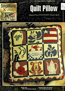 QUILT PILLOW CROSS STITCH CHART-OOOP-BY STITCH WORLD X STITCH - Picture 1 of 1