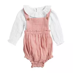 Mud Pie Hello Fall Pink Gauze Overall Set 0-3M 3-6M 6-9M 9-12M 12-18M - Picture 1 of 1