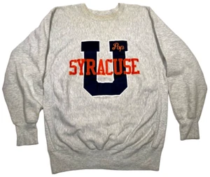 Vtg 90s Embroidered Champion Reverse Weave Syracuse University Sweatshirt XXL - Picture 1 of 8