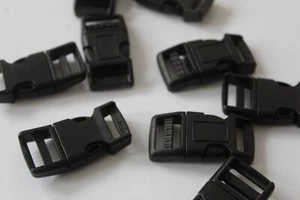 15mm Black Plastic Curved Side Release Buckle fits 15mm webbing pack 5 - Picture 1 of 4