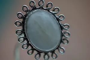 Vintage Sterling Silver 925 Ring White Grey Stone 6.15g Size P - Picture 1 of 6