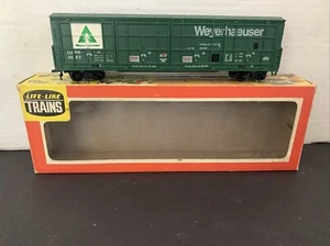 HO Life-Like 60' Weyerhaeuser Thrall Door Boxcar LUNX 4687 Used - Imagen 1 de 21