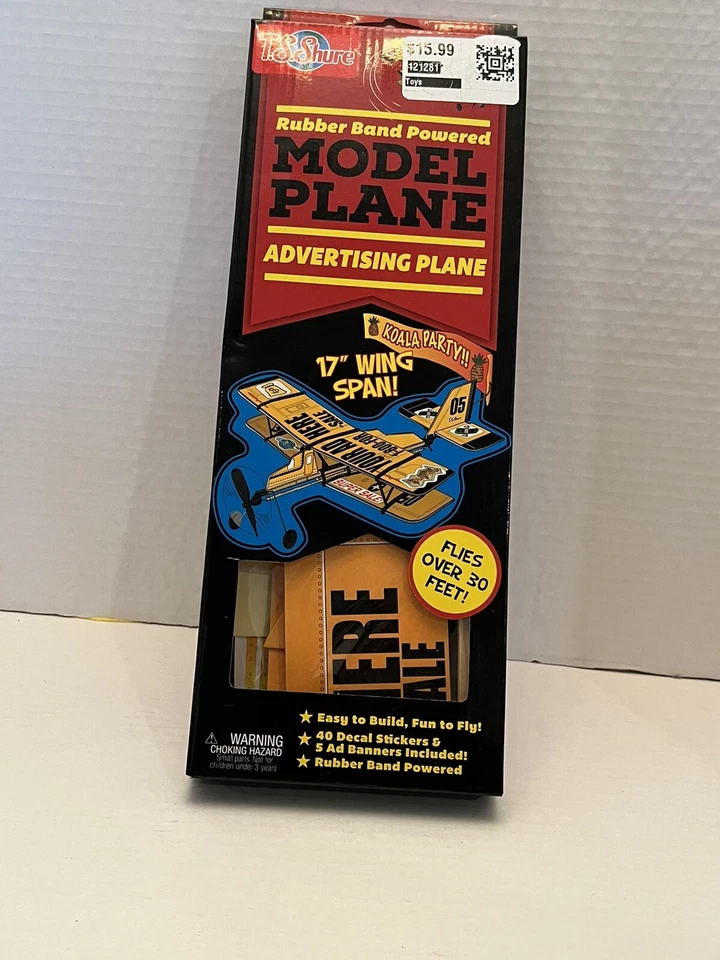 model plane advertising plane; Rubber Band Powered 17” Wing Span - Image 1 of 1