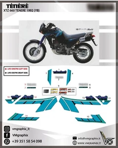 Adesivi XTZ 660 TENERE 3YF 1991-1993 XT 660 grafiche/stickers/decals - Imagen 1 de 1
