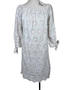 NWT Valentina Naldi Small Lace Dress Beige Cottage Tie Sleeves Cotton Italy - Picture 1 of 11