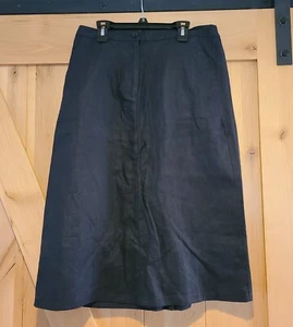 L.L. Bean Skirt Size 10 Petite Linen Classic Fit Straight Skirt Black #269837 - Picture 1 of 15