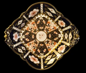 Royal Crown Derby Imari Dish Lozenge Shape Acorn Pierced Footed Oval No. 2451 - Picture 1 of 8