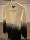 Vera Wang Full Length Button Down Beige Black Sweater With Pockets Xs