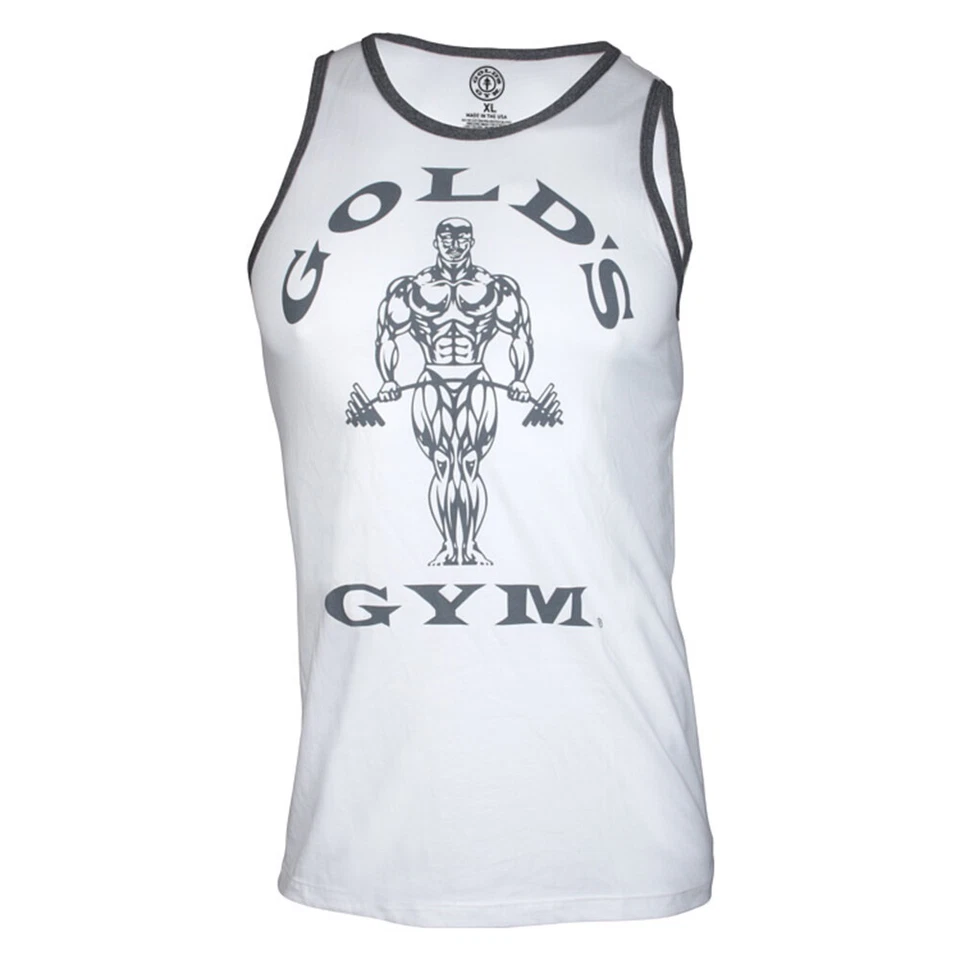 Camiseta sin mangas Golds Gym Muscle Joe Contrast Athlete blanca culturismo talla S-XXL