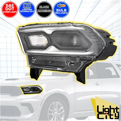 [LED w/Halogen Signal] For 2021-2024 Dodge Durango Black Driver Headlight LH - Image 1 of 4