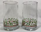 Vintage 1984, Set of 2 Arby's Christmas Holly & Berry Drinking Glasses Tumblers