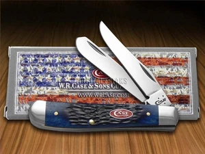Case xx Knives Mini Trapper Jigged Navy Blue Bone Pocket Knife Stainless 07321 - Picture 1 of 4
