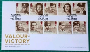 2025 Valour & Victory Set of 10 on FDC London Flag Postmarks - Picture 1 of 2