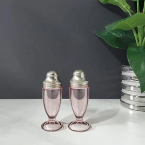 Vintage Pink Depression Glass Salt and Pepper Shanker Set - Picture 1 of 12