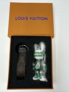 Luxury CUSTOM MADE Monogram Bunny Rabbit Green Brown Keychain & Key Ring - Picture 1 of 4