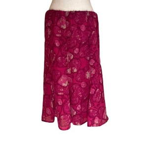 Jaclyn Smith Women's Midi Skirt Pink Floral Print Elastic Waist Flowy Skirt M - Picture 1 of 7