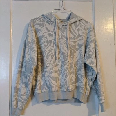 Billabong Hoodie women's M Gray Blue Floral boho whimsy Streetwear normcore gorp - Image 1 of 4