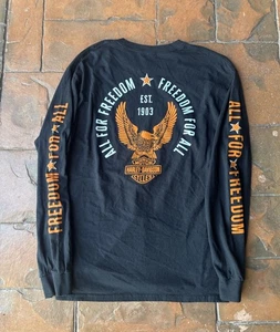 Y2K Harley Davidson Museum Eagle Long Sleeve T-Shirt Large Freedom For All - Picture 1 of 5