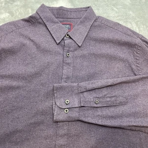 Untuckit Sherwood Flannel Chamois Shirt Mens 2XL Purple Button Up Long Sleeve - Picture 1 of 9