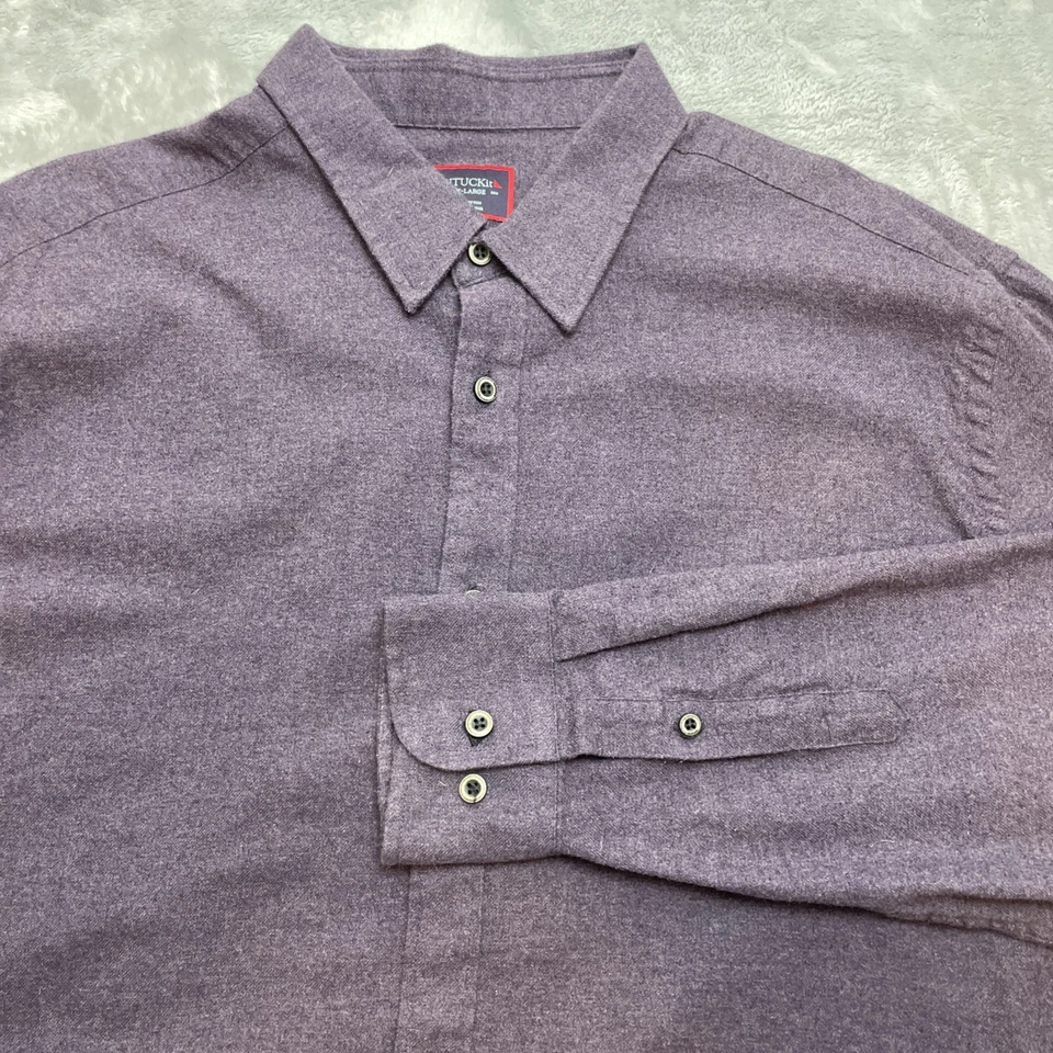 Untuckit Sherwood Flannel Chamois Shirt Mens 2XL Purple Button Up Long Sleeve - Image 1 of 4
