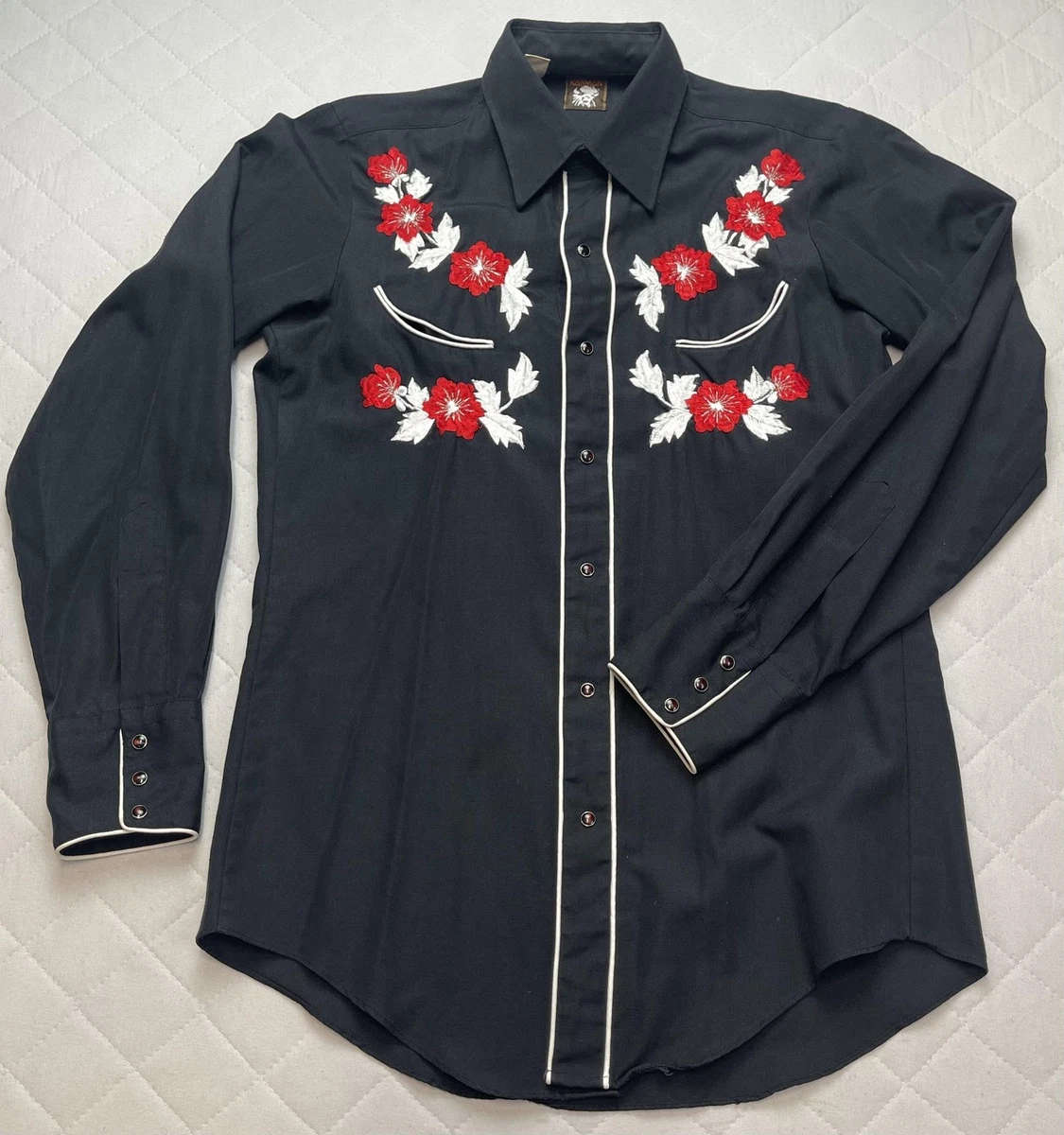 SALVAJE OESTE Men's Western Cowboy Shirt - Embroidered Snap Button Long Sleeve, Black/Yellow, XX-Large - View #2