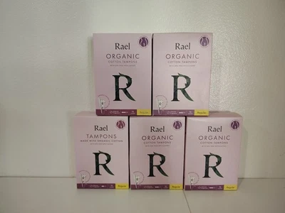5 Boxes - Rael Regular Tampons, Organic Cotton, BPA-Free, 16 ct/box - Image 1 of 4