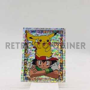 NINTENDO POKEMON MERLIN Sticker Card (1999 Series 1) - S2 - ASH PIKACHU (Holo) - Picture 1 of 1