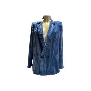 ViCOLO Blazer due bottoni donna velluto effetto ciniglia azzurro spalline tg M - Imagen 1 de 21