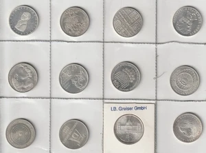 12 mal 5 D-Mark 1970 bis 1977 Silbermünzen 625er 134,4 Gr. Gedenkmünzen - (Or8) - Bild 1 von 2