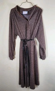 Vintage 1970's women’s Kay Windsor brown paisley wool XL dress Made in USA - Picture 1 of 10
