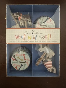 Meri Meri Woof Woof Woof Dog 24 Cupcake Cases & 24 Toppers - Picture 1 of 4