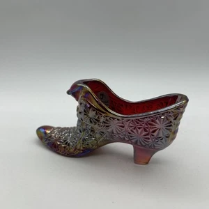 Vintage Carnival Glass Shoe - Fenton Daisy and Button Bow Carnival Glass Slipper - Picture 1 of 16