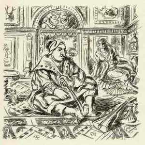 TUNESINISCHER PASCHA mit PFEIFE - Louis-Albert DEMANGEON Original Radierung 1953 - Bild 1 von 1