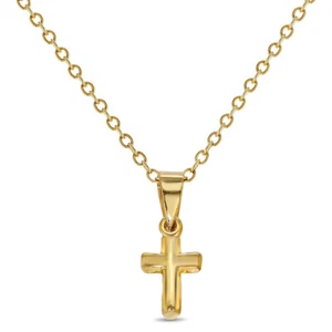 Chapado en Oro Religioso Pequeño Collar con Cruz para Bebés Y Infantes 40.6cm - Imagen 1 de 2
