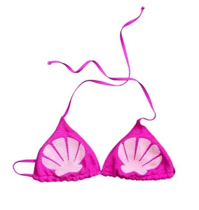 NO BOUNDARIES Womens Size Large (12-14) Crochet Seashell Triangle Bikini Top - Picture 1 of 5