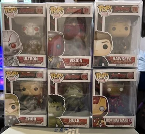 Lot Of 6 Funko Pop Avengers New In Protective Cases Thor Hawkeye Ultron Vision!! - Picture 1 of 2