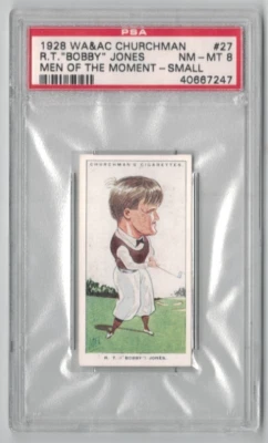 1928 Churchman's Men of the Moment in Sport - Bobby Jones #27 PSA 8 NR MT MT - Image 1 of 2