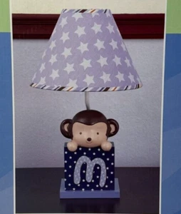 CoCaLo Baby Monkey Mania Nursery Lamp Baby Blue Stars Lamp Base and Shade - Picture 1 of 7