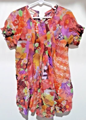 Vestido John Galliano Niños Estampado 100% Seda Floral Música Hecho en Italia 4 Foto 1 de 4