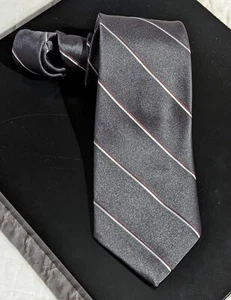 Wembley Vtg Neck Tie 56x3.25 Gray Red White Leatherback Satins Repp Univ Ohio - Picture 1 of 8
