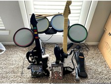 Rock Band PlayStation Bundle PS2 PS3 PS4  2 Games Guitars Mic Drum Pedal