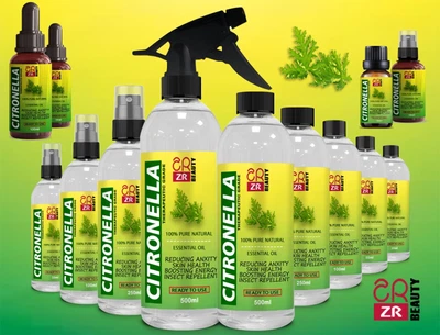 ZR BEAUTY CITRONELLA Essential Oil Natural aromatherapy Anti-Depressant Insecticide UK