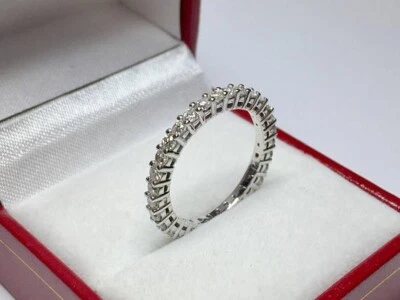 14K White Gold Round Cut Moissanite Eternity Band Ring for Women 1.45 Ct - Image 1 of 4