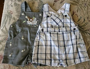 FAO & Starting Out Overalls Shortalls Ark Animals Baby Boy NB-3 Months Lot Of 2 - Picture 1 of 8