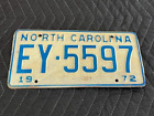 1972 North Carolina License Plate Original Vintage Tag Antique License Plate